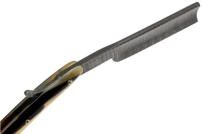 Böker Manufaktur Damascus Horn Straight Razor 140523DAM 6 Böker Manufaktur Damascus Horn Straight Razor 140523DAM - Image 4
