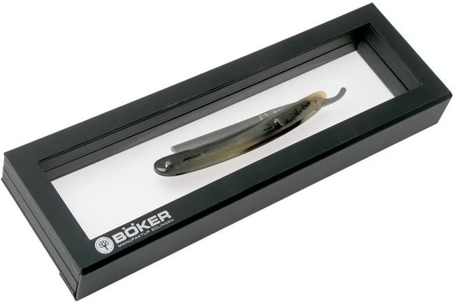 Böker Manufaktur Damascus Horn Straight Razor 140523DAM 8 Böker Manufaktur Damascus Horn Straight Razor 140523DAM - Image 6