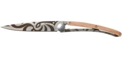 Deejo Tattoo 37g, Juniper Wood, Tribal 1CB020 Pocket Knife