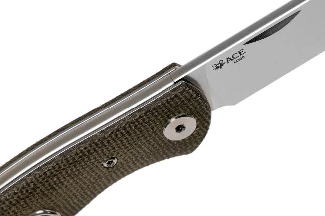 GiantMouse ACE Farley Green Canvas Micarta, Satin Pocket Knife, Ansø And Voxnaes Design 8 GiantMouse ACE Farley Green Canvas Micarta, Satin Pocket Knife, Ansø And Voxnaes Design - Image 6