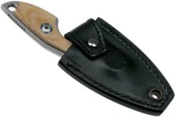 MKM Mikro 2 Wharncliffe, Stonewashed Natural Canvas Micarta Neck Knife, Jesper Voxnaes Design -Knife MMK MR02 NC 06 mkm knives