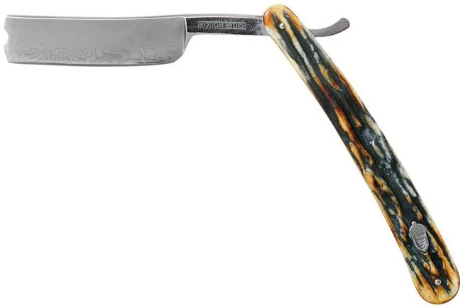 Rough Ryder Folding Razor Cinnamon Stag RR2159 Damascus Straight Razor 3 Rough Ryder Folding Razor Cinnamon Stag RR2159 Damascus Straight Razor