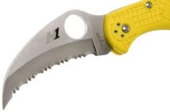 Spyderco Tasman Salt 2 C106SYL2 Pocket Knife, Yellow -Knife SPC106SYL2 03 spyderco spc106syl2 03