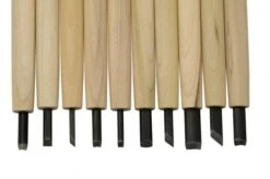 Yoshiharu W-10 Mitomoto Japanese Wood Carving Knives, Set Of 10 In Cloth Pouch -Knife YSH 016 03 yoshiharu